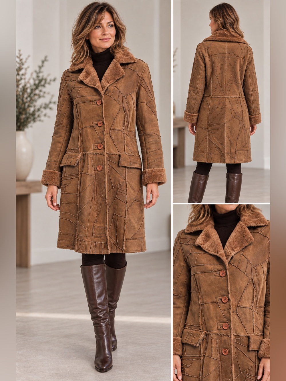 Bomb Boogie Vintage Italian 100% Genuine Leather Unique Patchwork Coat M
